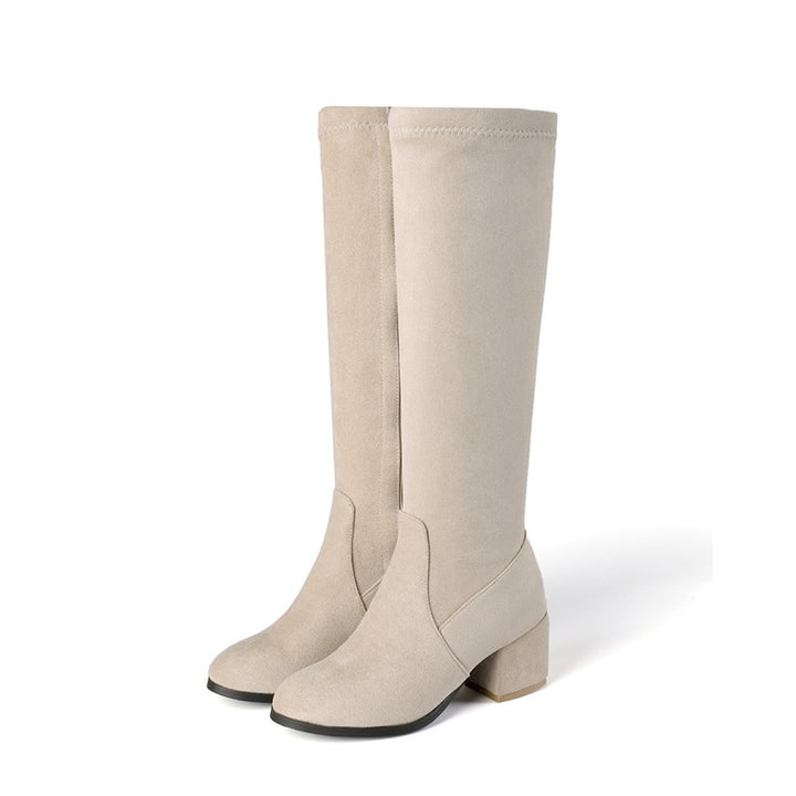 Bota Cano Alto Salto Bloco Suede