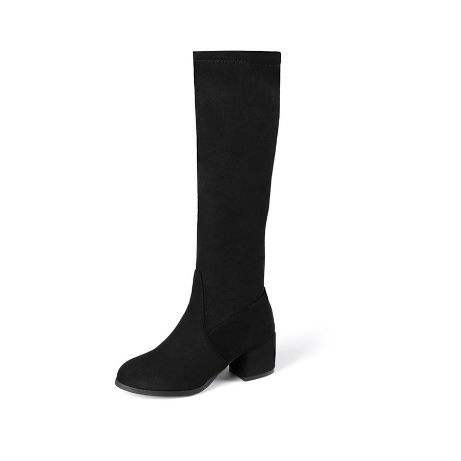 Bota Cano Alto Salto Bloco Suede