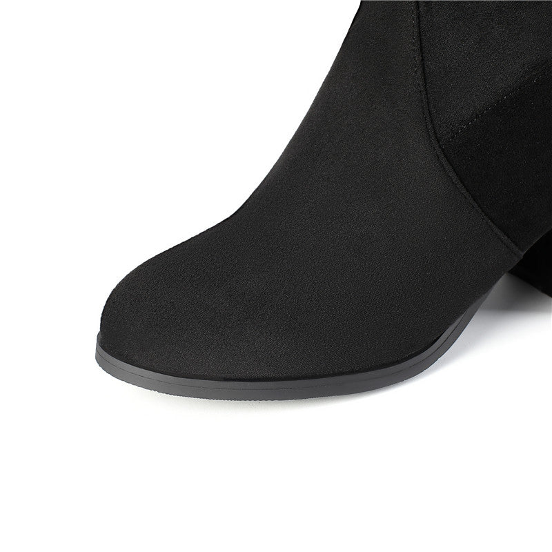 Bota Cano Alto Salto Bloco Suede