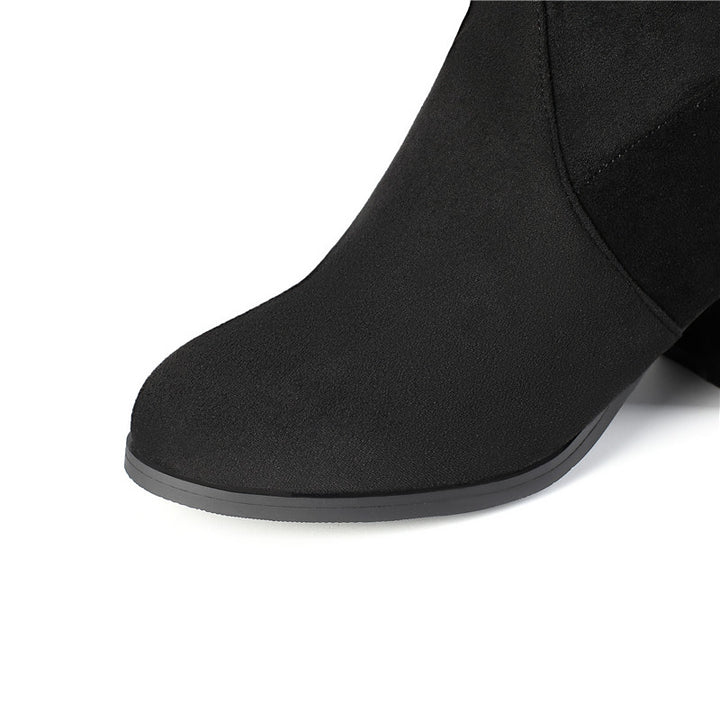 Bota Cano Alto Salto Bloco Suede