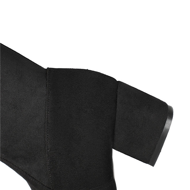 Bota Cano Alto Salto Bloco Suede