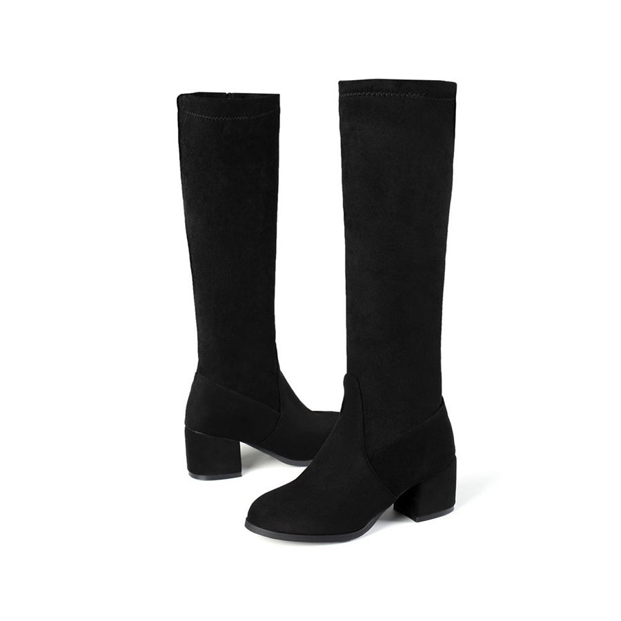 Bota Cano Alto Salto Bloco Suede