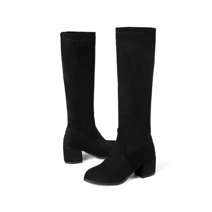 Bota Cano Alto Salto Bloco Suede