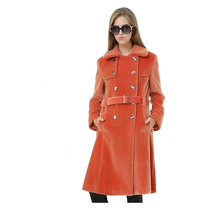 Trench Coat Peluciado Laranja Com Cinto