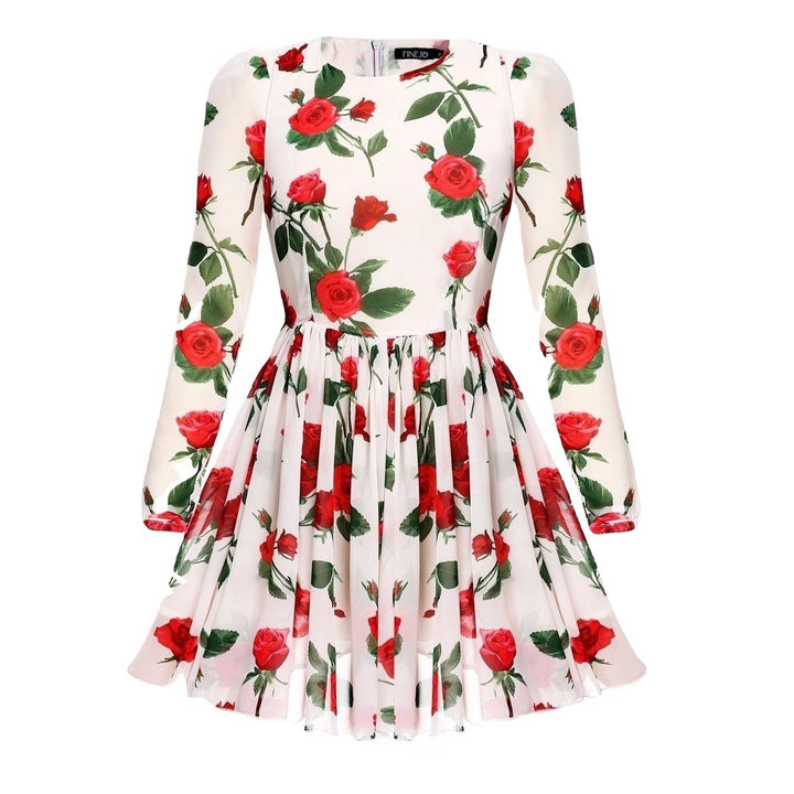 Vestido Evasê Plissado Floral