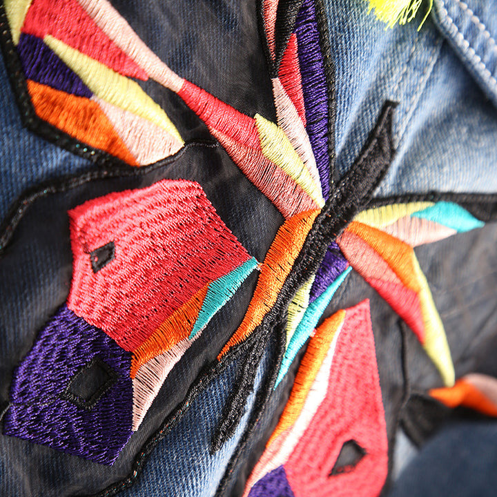 Jaqueta Denim Bordada Butterfly Dreams