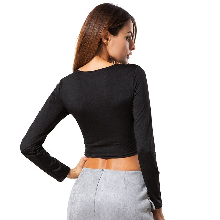 Cropped Decote Cruzado Preto