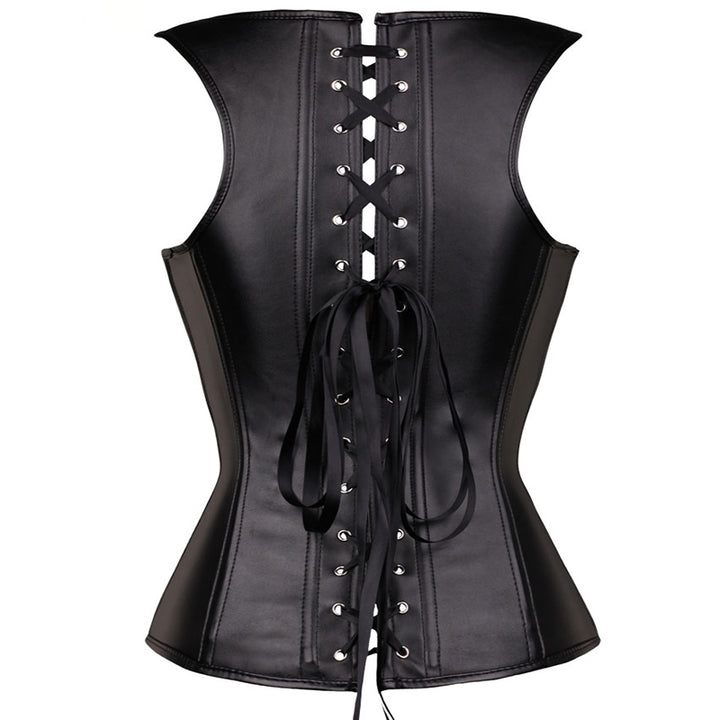 Corset Overbust Couro Com Fivelas