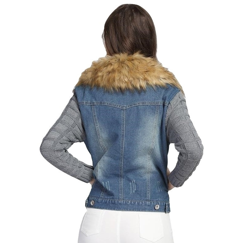 Jaqueta Jeans Feminina Com Forro de Pelos