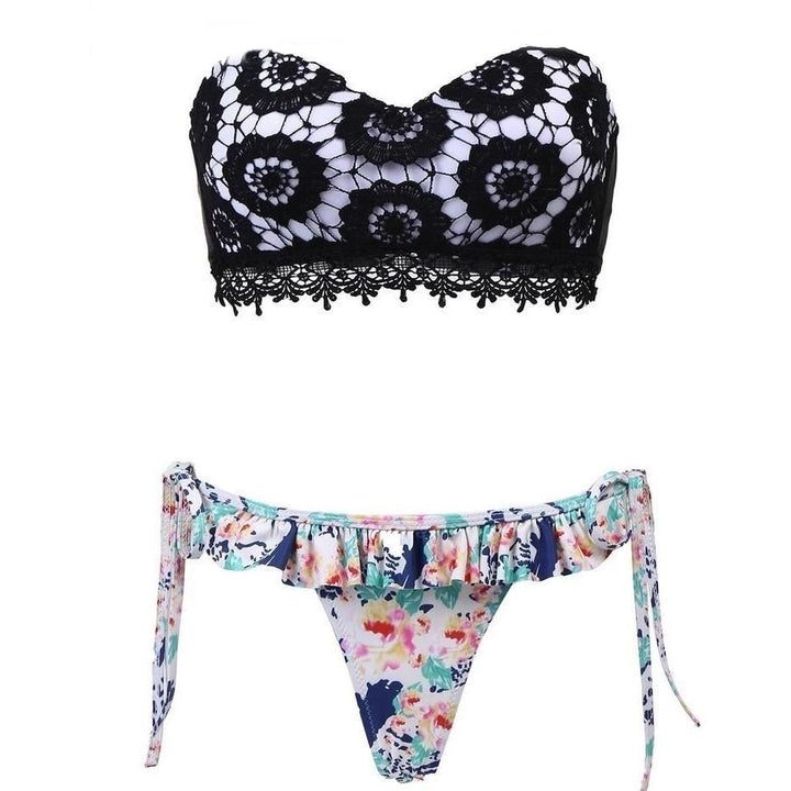 Biquíni Estampado Top Crochet