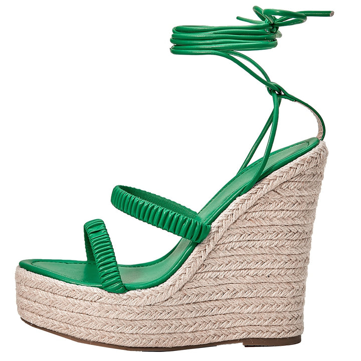 Sandália Espadrille Salto Alto Verde