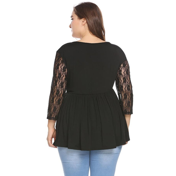 Blusa Plus Size Manga Renda