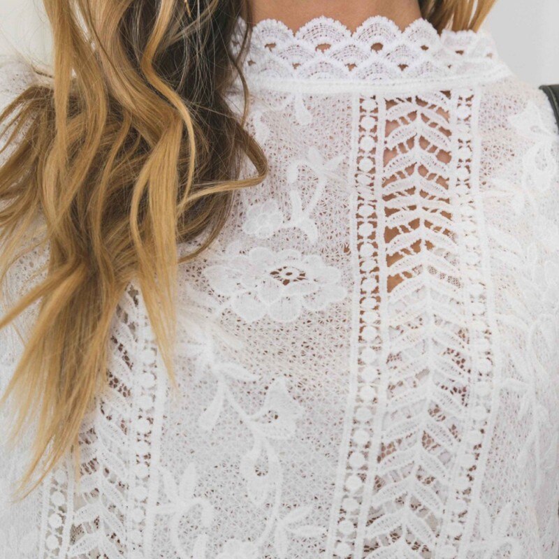 Blusa Manga Longa Bordado Branca