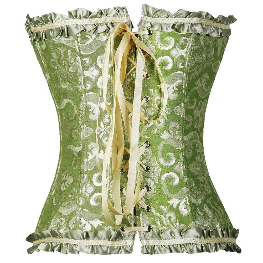 Corset Overbust Floral Verde