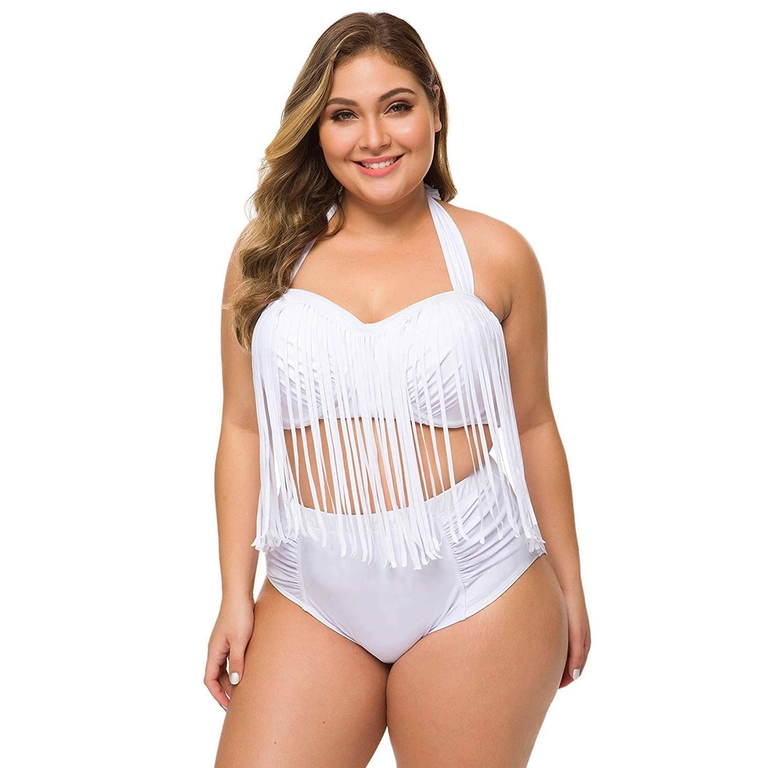 Biquíni Cintura Alta Franjas Plus Size