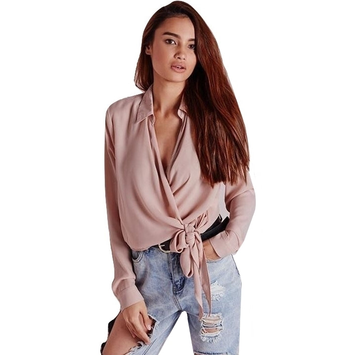 Blusa Decote Transpassado Rosa