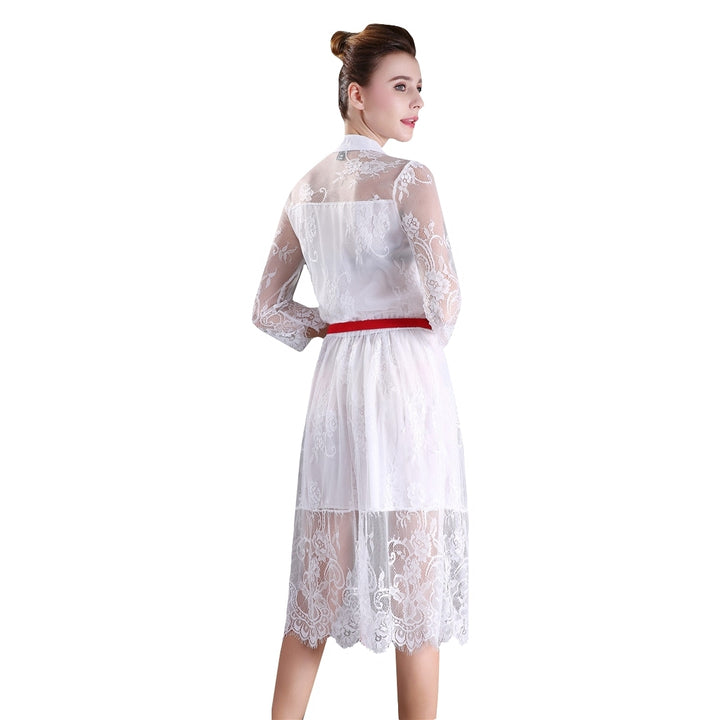 Vestido Midi Renda Branco