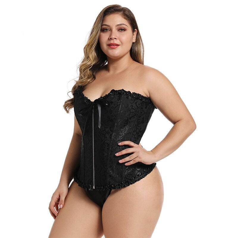 Corset Overbust Plus Size Preto
