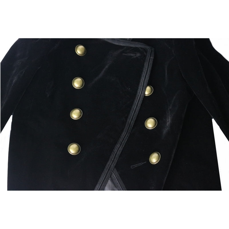 Blazer Veludo Preto Com Botões Dourados