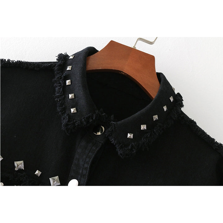 Jaqueta Jeans Preta Com Tachas