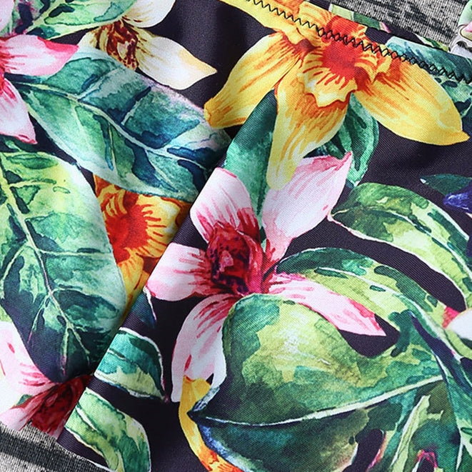 Biquíni Top Cropped Babado Floral