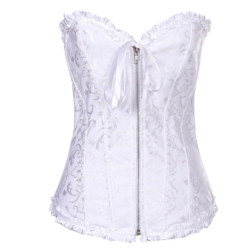 Corset Overbust Floral Branco
