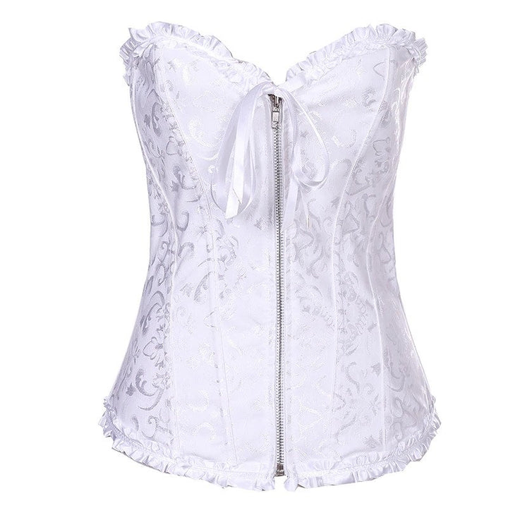 Corset Overbust Floral Branco