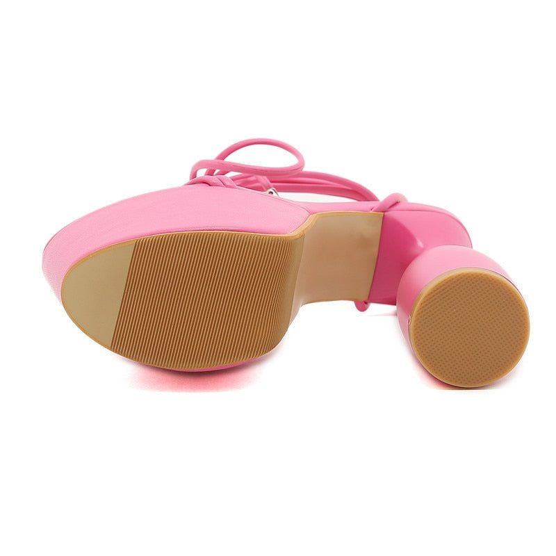 Sandália Salto Ampulheta Meia Pata Rosa