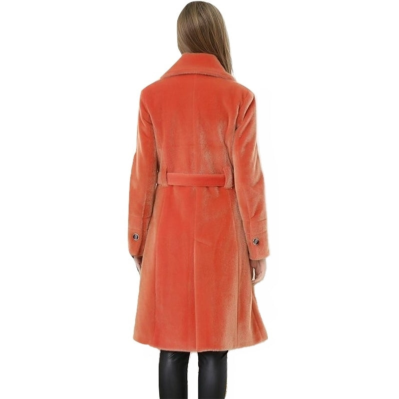 Trench Coat Peluciado Laranja Com Cinto