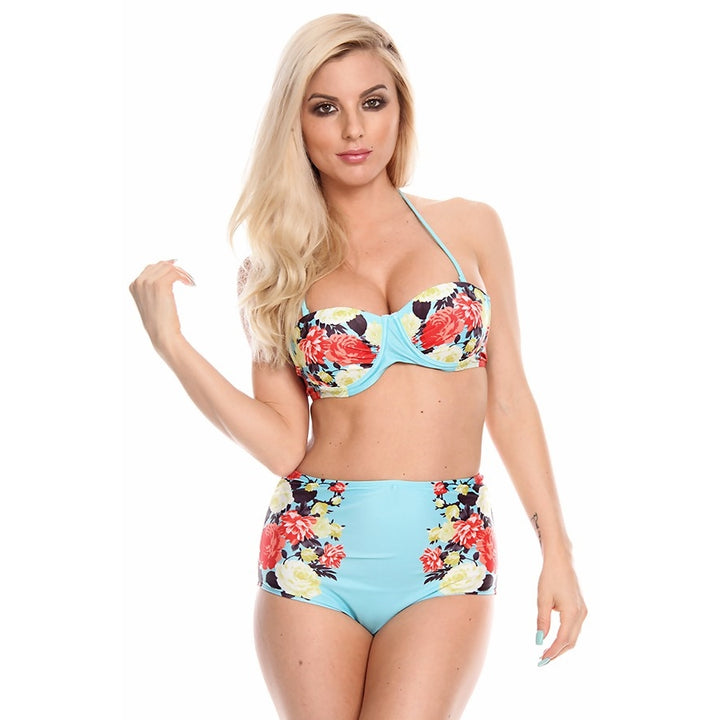 Biquíni Hot Pant Floral Azul