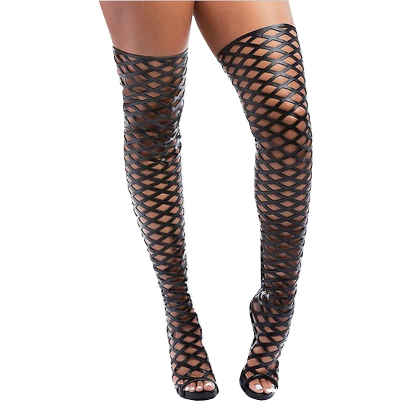 Gladiadora Cano Alto Recortes Preta