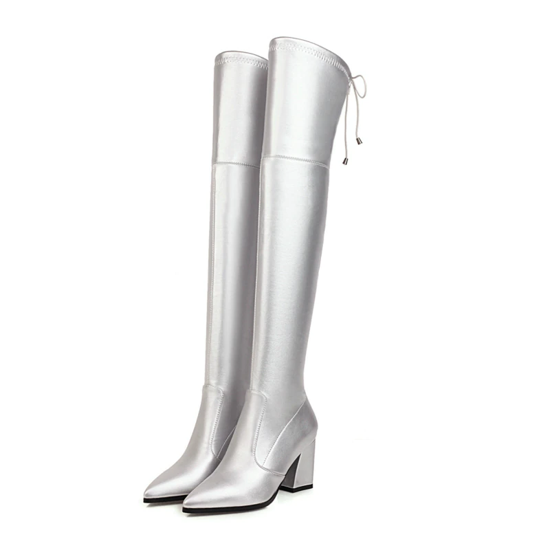 Bota Over the Knee Bico Fino Com Amarração