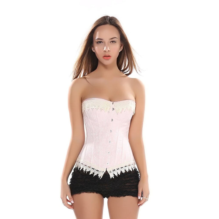Corset Overbust Renda Rosa