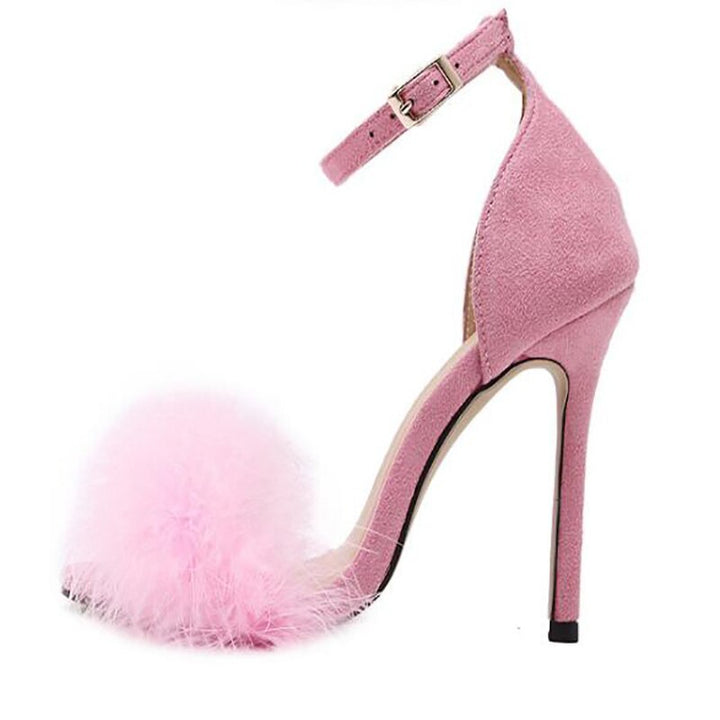 Sandália Feminina Suede Com Pelugem