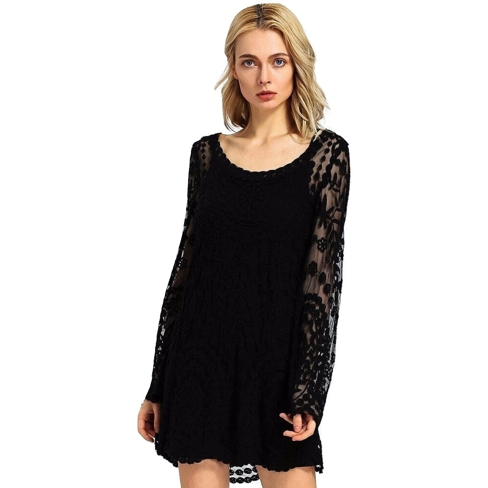 Vestido Manga Longa Renda