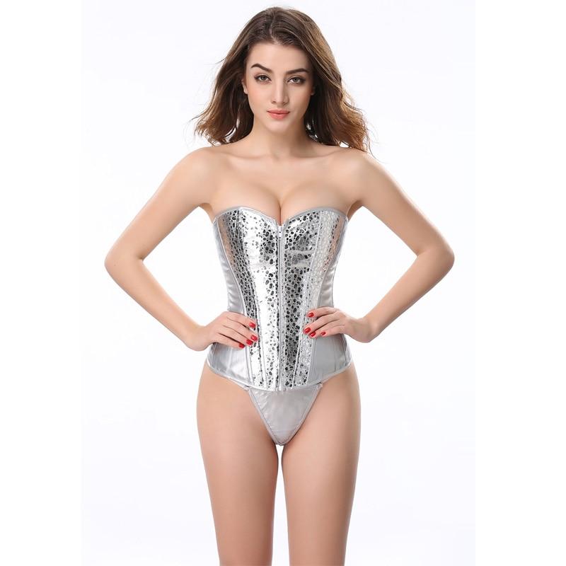 Corset Overbust Metalizado Prata