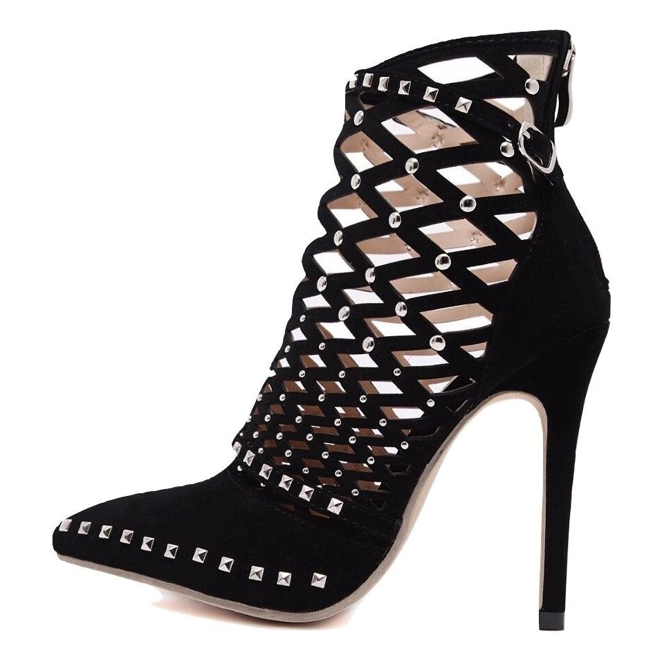 Scarpin Gladiador Com Tiras e Rebites