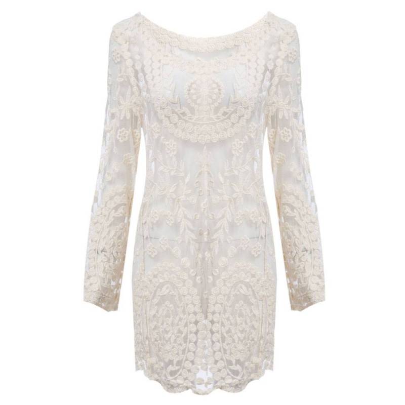 Vestido Manga Longa Renda