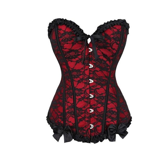 Corset Renda Floral Vermelho