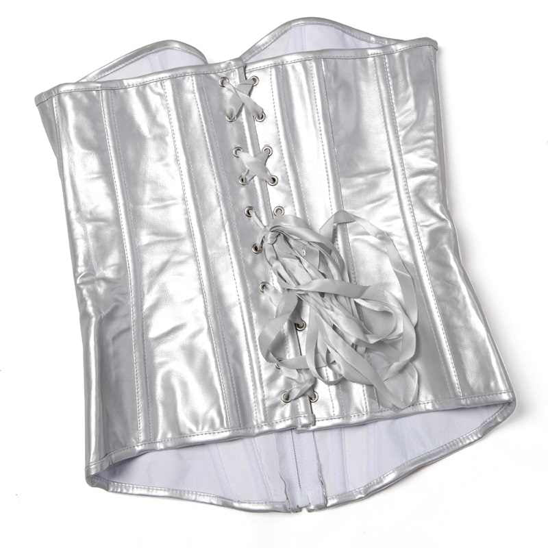 Corset Overbust Metalizado Prata