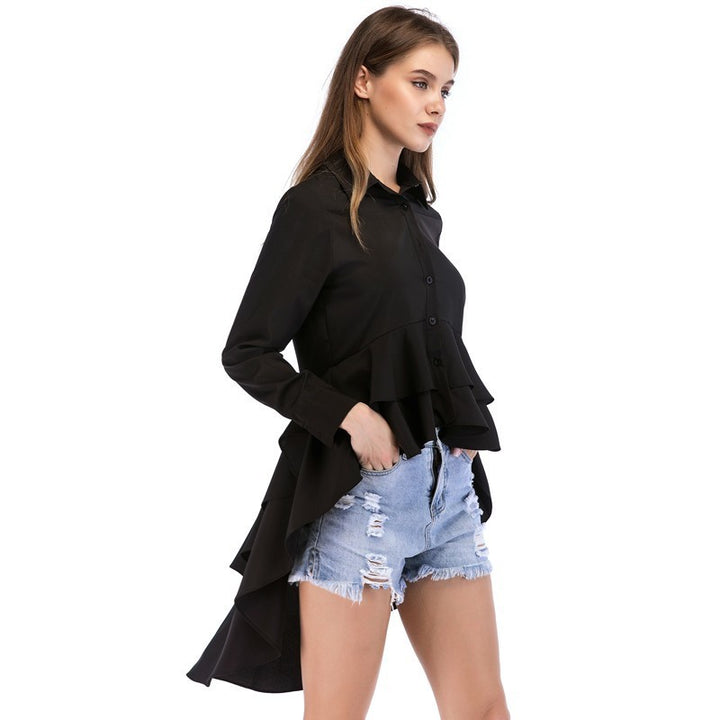 Camisa Mullet Alongada Com Babado