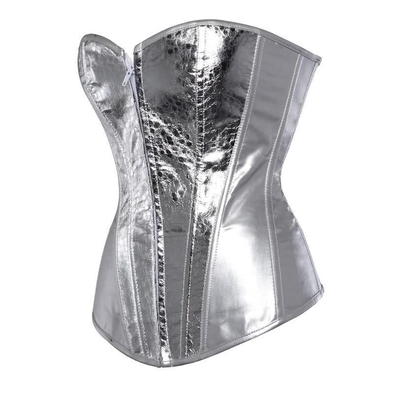 Corset Overbust Metalizado Prata