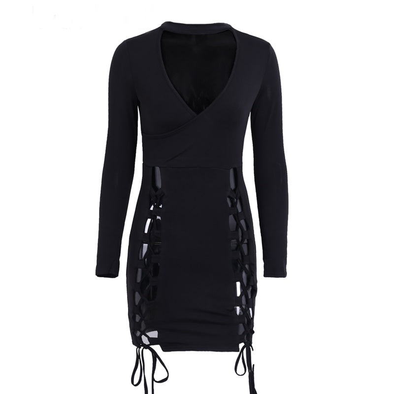 VESTIDO MANGA LONGA RECORTES - PODEROSA SHOP