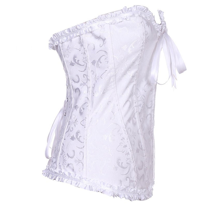 Corset Overbust Floral Branco