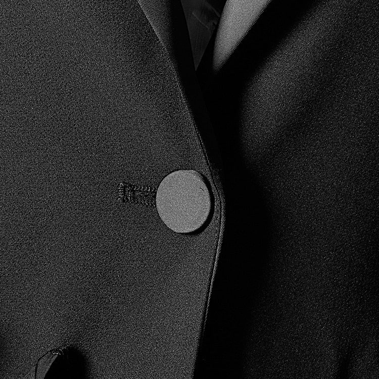 Blazer Alta Costura Com Babados Preto