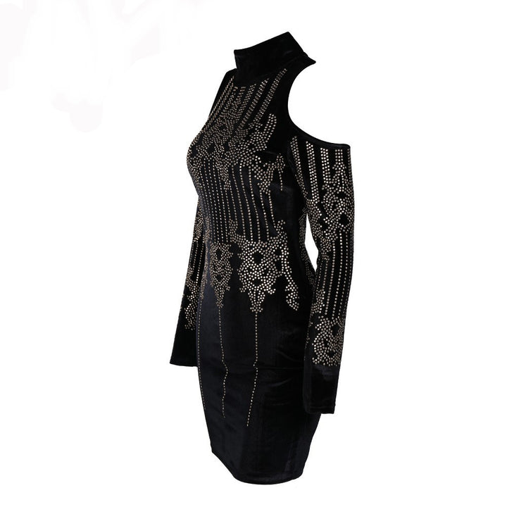 VESTIDO VELUDO COM APLIQUE DE CRISTAIS - PODEROSA SHOP