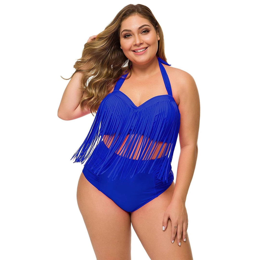 Biquíni Cintura Alta Franjas Plus Size