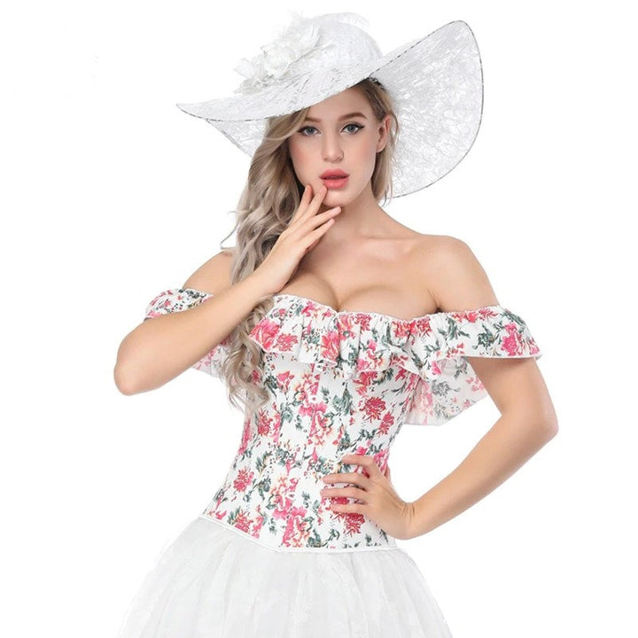 Corset Overbust Com Babado Floral