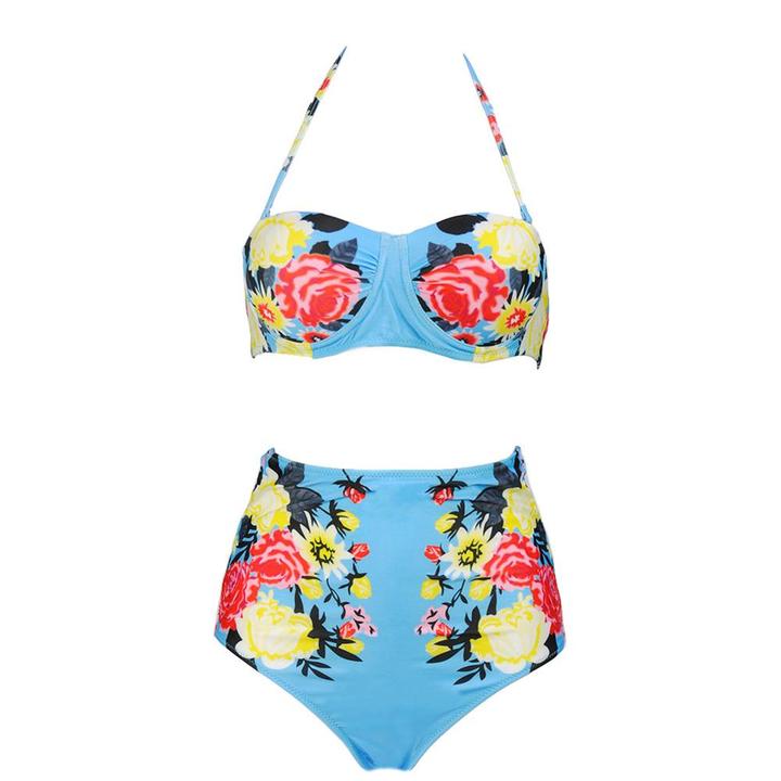 Biquíni Hot Pant Floral Azul