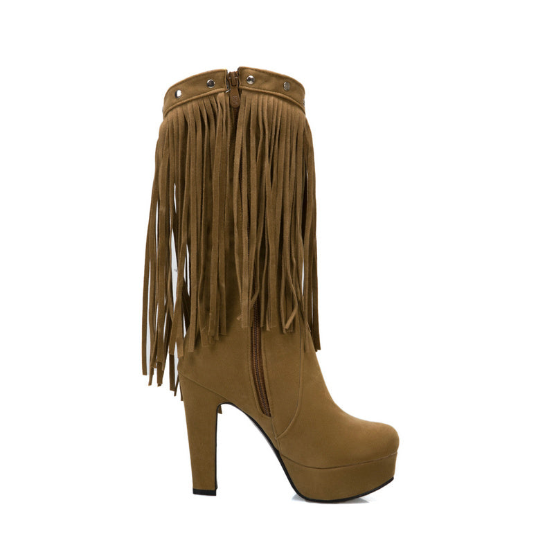 Bota Western Plataforma Com Franjas